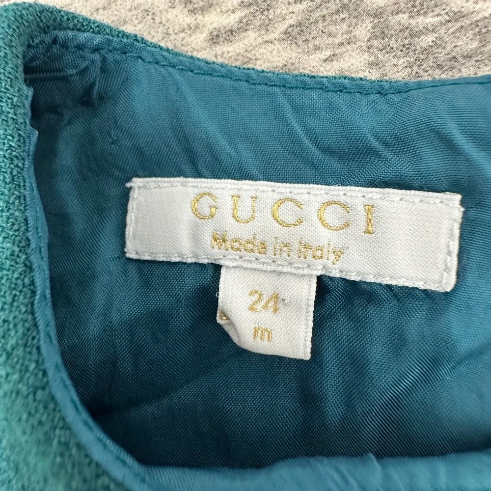 Gucci Baby Girls Teal Dress – 2013 S/S Collection –‎ Made in Italy, Sz 18-24